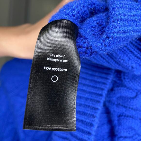 Rag & Bone Blue 100% Cashmere Pierce Cable Knit Sweater Size Medium Fisherman - Picture 6 of 8